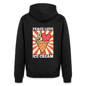 Peace Love Ice Cream - Unisex Premium Bio Zip Hoodie - Schwarz - Hinten - Nico (187cm)
