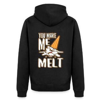 You make me melt, Eiscreme - Unisex Premium Bio Zip Hoodie - Schwarz - Hinten - Nico (187cm)