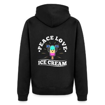 Peace Love Ice Cream - Unisex Premium Bio Zip Hoodie - Schwarz - Hinten - Nico (187cm)