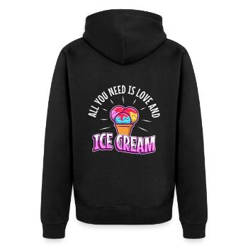 All you need is love and ice cream - Unisex Premium Organic Zip Hoodie - black - Back - Nico (187cm)