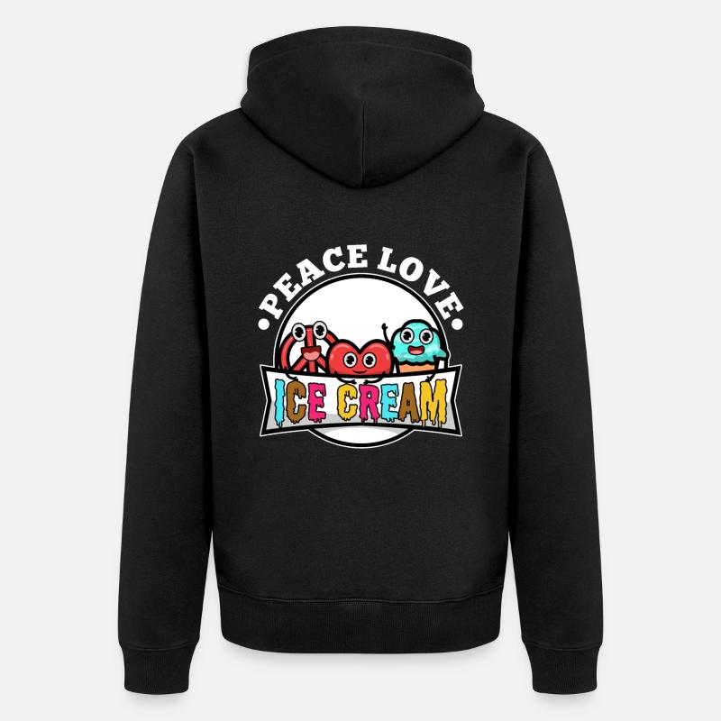 Crème glacée Peace Love - Veste à capuche bio Premium Unisexe - noir