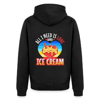 All you need is love and ice cream - Unisex Premium Bio Zip Hoodie - Schwarz - Hinten - Nico (187cm)