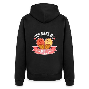 You make me melt, Eiscreme - Unisex Premium Bio Zip Hoodie - Schwarz - Hinten - Nico (187cm)