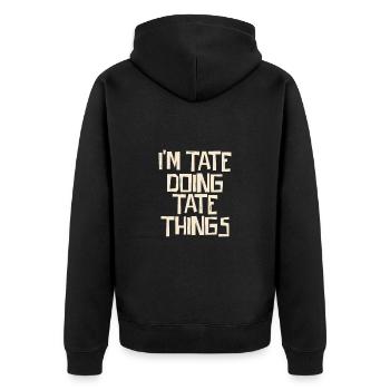 I'm Tate doing Tate things - Unisex Premium Bio Zip Hoodie - Schwarz - Hinten - Nico (187cm)