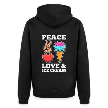 Peace Love Ice Cream - Unisex Premium Organic Zip Hoodie - black - Back - Nico (187cm)