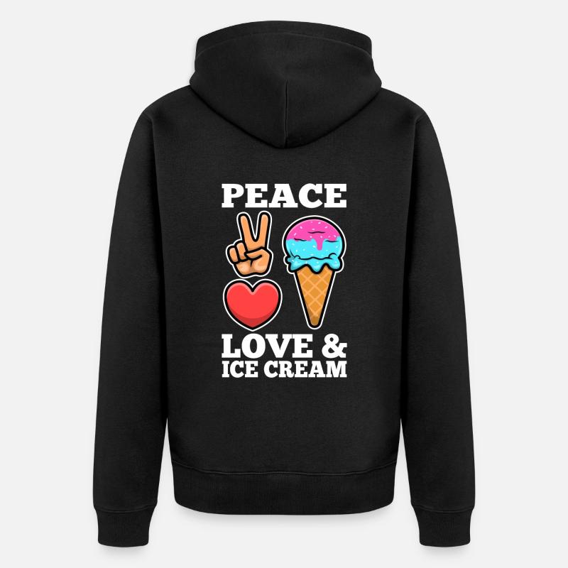 Crème glacée Peace Love - Veste à capuche bio Premium Unisexe - noir
