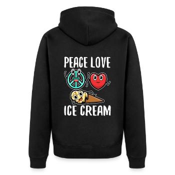Peace Love Ice Cream - Unisex Premium Bio Zip Hoodie - Schwarz - Hinten - Nico (187cm)