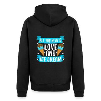 Tout ce dont vous avez besoin, c’est d’amour et de crème glacée - Veste à capuche bio Premium Unisexe - noir - Dos - Nico (187cm)