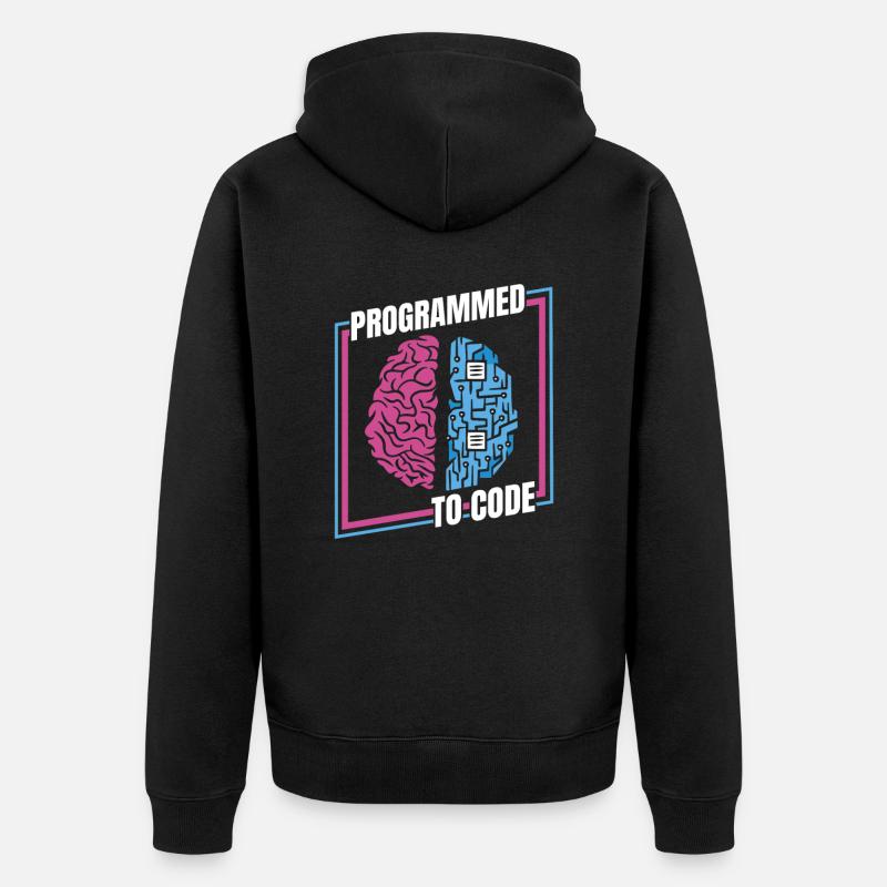 Développeur Coder Programmeur Cerveau - Veste à capuche bio Premium Unisexe - noir
