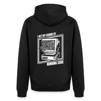 Entwickler Coder Programmierer Computer - Unisex Premium Bio Zip Hoodie - Schwarz - Hinten - Nico (187cm)