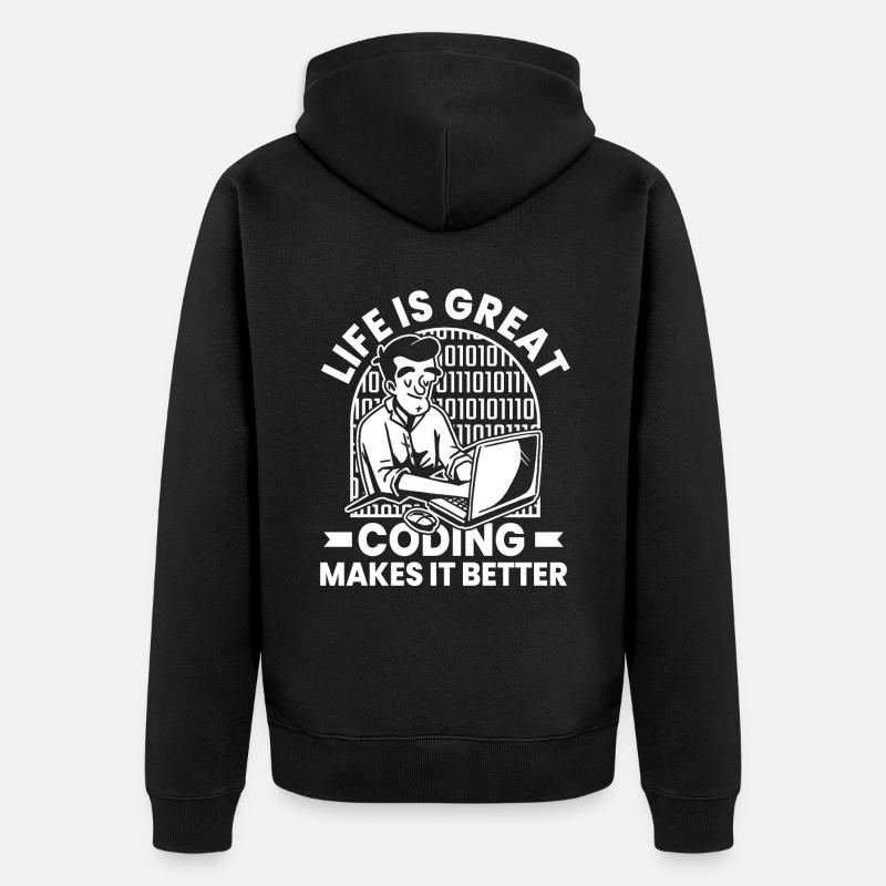 Entwickler Coder Programmierer Humor - Unisex Premium Bio Zip Hoodie - Schwarz