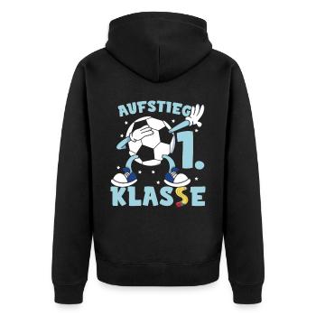 Aufstieg 1. Klasse Grundschule Schulkind - Unisex Premium Bio Zip Hoodie - Schwarz - Hinten - Nico (187cm)