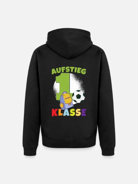 Aufstieg 1. Klasse - Unisex Premium Bio Zip Hoodie - Schwarz