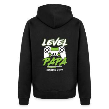 Papa Level Loading 2024 - Unisex Premium Organic Zip Hoodie - black - Back - Nico (187cm)
