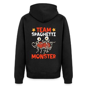 Flying Spaghetti Monster Pastafarian - Unisex Premium Organic Zip Hoodie - black - Back - Nico (187cm)