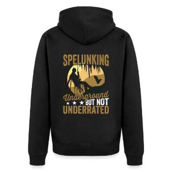 Höhlenforschung Unterirdische Höhle Erkundung - Unisex Premium Bio Zip Hoodie - Schwarz - Hinten - Nico (187cm)
