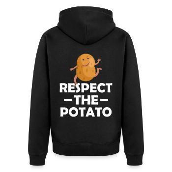 Funny Root Vegetable Potato Pun - Unisex Premium Organic Zip Hoodie - black - Back - Nico (187cm)