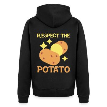 Funny Root Vegetable Potato Pun - Unisex Premium Organic Zip Hoodie - black - Back - Nico (187cm)