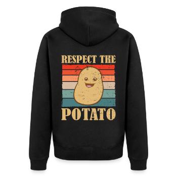 Funny Root Vegetable Potato Pun - Unisex Premium Organic Zip Hoodie - black - Back - Nico (187cm)