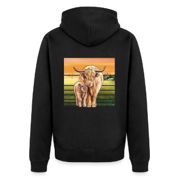 Vache bovine des Highlands - Veste à capuche bio Premium Unisexe - noir - Dos - Nico (187cm)