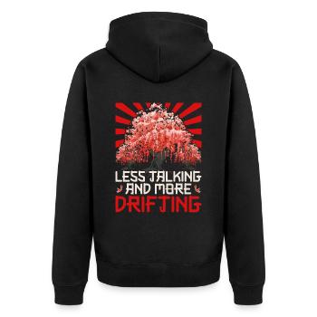 Motorsport Auto Tuning Less Talking More Drifting - Unisex Premium Bio Zip Hoodie - Schwarz - Hinten - Nico (187cm)