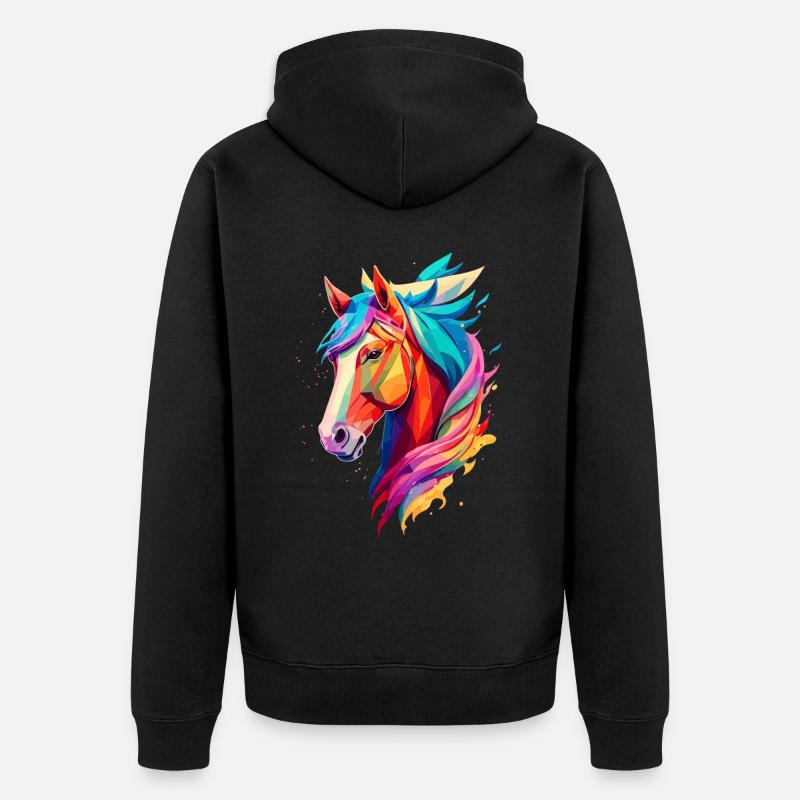 Cheval polygonal - Veste à capuche bio Premium Unisexe - noir