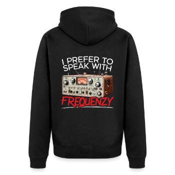 Amateurfunker Morsecode Radioaktivität - Unisex Premium Bio Zip Hoodie - Schwarz - Hinten - Nico (187cm)