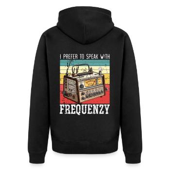 Amateurfunker Morsecode Radioaktivität - Unisex Premium Bio Zip Hoodie - Schwarz - Hinten - Nico (187cm)
