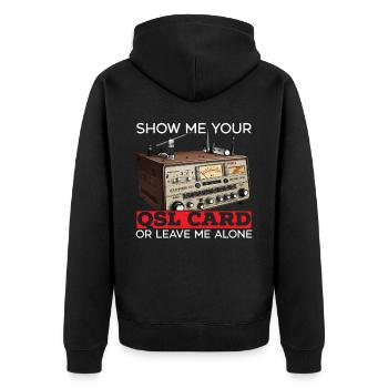 Amateurfunker Morsecode Radioaktivität - Unisex Premium Bio Zip Hoodie - Schwarz - Hinten - Nico (187cm)