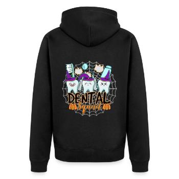Zahn Zähne Zahnarzt Zahnmedizinische Angestellte - Unisex Premium Bio Zip Hoodie - Schwarz - Hinten - Nico (187cm)