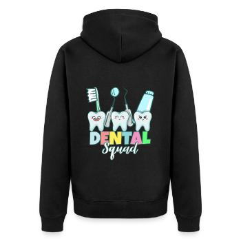 Zahn Zähne Zahnarzt Zahnmedizinische Angestellte - Unisex Premium Bio Zip Hoodie - Schwarz - Hinten - Nico (187cm)
