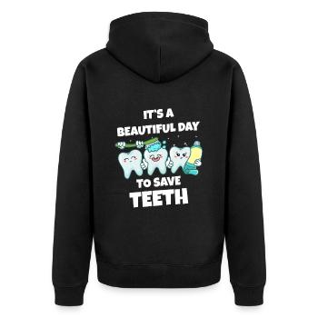 Zahn Zähne Zahnarzt Zahnmedizinische Angestellte - Unisex Premium Bio Zip Hoodie - Schwarz - Hinten - Nico (187cm)