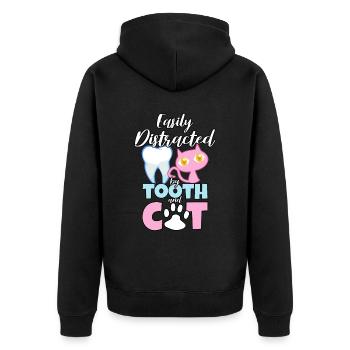 Zahn Zähne Zahnarzt Zahnmedizinische Angestellte - Unisex Premium Bio Zip Hoodie - Schwarz - Hinten - Nico (187cm)
