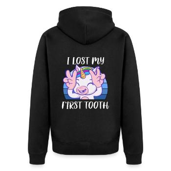 Zahn Zähne Zahnarzt Zahnmedizinische Angestellte - Unisex Premium Bio Zip Hoodie - Schwarz - Hinten - Nico (187cm)