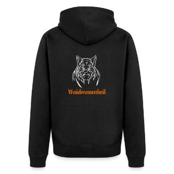 Waidmannsheil I Schwarzwild Jagd Motiv für Jäger - Unisex Premium Bio Zip Hoodie - Schwarz - Hinten - Nico (187cm)