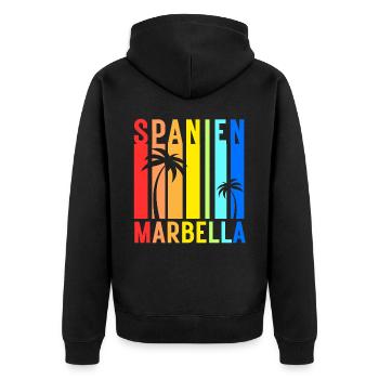 Marbella Andalusien Spanien Costa Del Sol Idee - Unisex Premium Bio Zip Hoodie - Schwarz - Hinten - Nico (187cm)