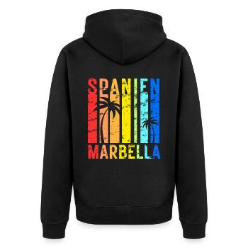 Marbella Andalusien Spanien Costa Del Sol Idee - Unisex Premium Bio Zip Hoodie - Schwarz - Hinten - Nico (187cm)