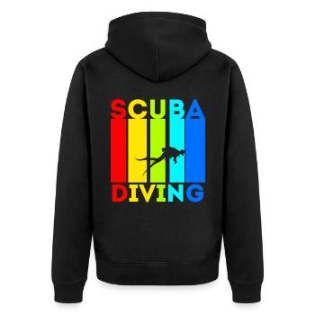 Tauchen Taucher Tauchausrüstung Scuba Diving - Unisex Premium Bio Zip Hoodie - Schwarz - Hinten - Nico (187cm)