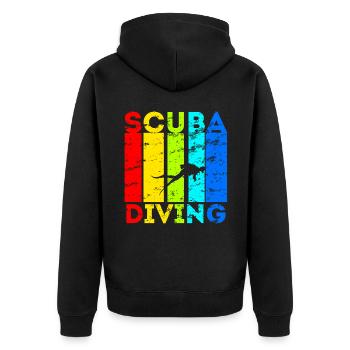 Tauchen Taucher Tauchausrüstung Scuba Diving - Unisex Premium Bio Zip Hoodie - Schwarz - Hinten - Nico (187cm)