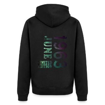 1963 June Limited - Unisex Premium Organic Zip Hoodie - black - Back - Nico (187cm)