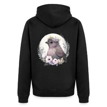 Cute Finch Bird Flower Crown Pet Birds - Unisex Premium Bio Zip Hoodie - Schwarz - Hinten - Nico (187cm)
