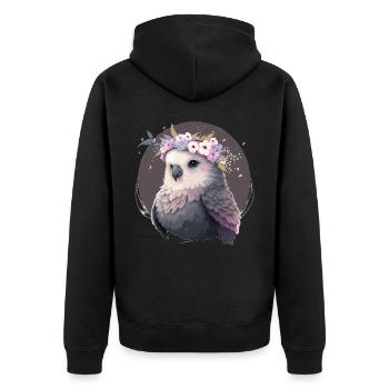 Mignon Gris Perruche Perruche Oiseau Fleur Couronne Pet Bi - Veste à capuche bio Premium Unisexe - noir - Dos - Nico (187cm)