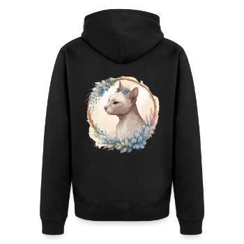 Cute Tonkinese Cat Flower Crown Cats Pet Kitten - Unisex Premium Bio Zip Hoodie - Schwarz - Hinten - Nico (187cm)