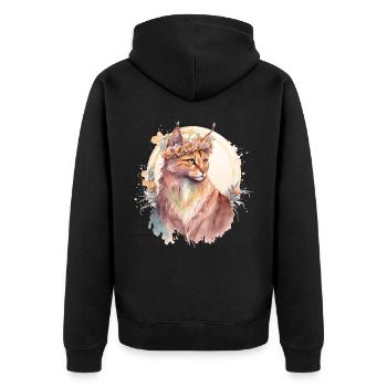 Cute Somali Cat Flower Crown Cats Pet Kitten - Unisex Premium Bio Zip Hoodie - Schwarz - Hinten - Nico (187cm)