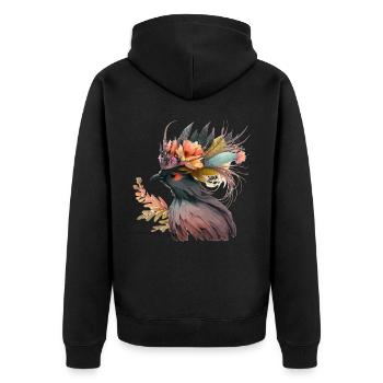 Cute Bird Of Paradise Bird Flower Crown Pet Birds - Unisex Premium Organic Zip Hoodie - black - Back - Nico (187cm)