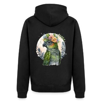Mignon Conure Perroquet Oiseau Fleur Couronne Oiseaux de compagnie - Veste à capuche bio Premium Unisexe - noir - Dos - Nico (187cm)