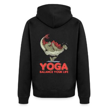 Yogi Yogini Gesundheits Meditation Outfits Girls - Unisex Premium Bio Zip Hoodie - Schwarz - Hinten - Nico (187cm)