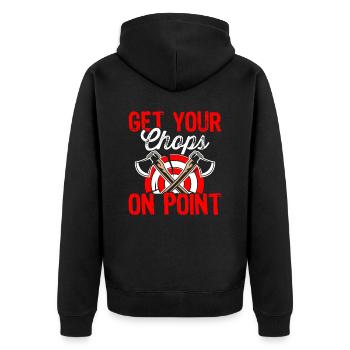 Chops On Point Axe Throwing Lover Expert Axe - Unisex Premium Organic Zip Hoodie - black - Back - Nico (187cm)