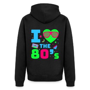 80s Retro CostumeTheme Party Costume 90s Party - Unisex Premium Organic Zip Hoodie - black - Back - Nico (187cm)