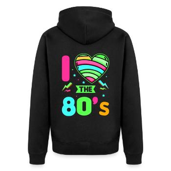 80er Jahre Retro KostümMottoparty Kostüm 90s Party - Unisex Premium Bio Zip Hoodie - Schwarz - Hinten - Nico (187cm)